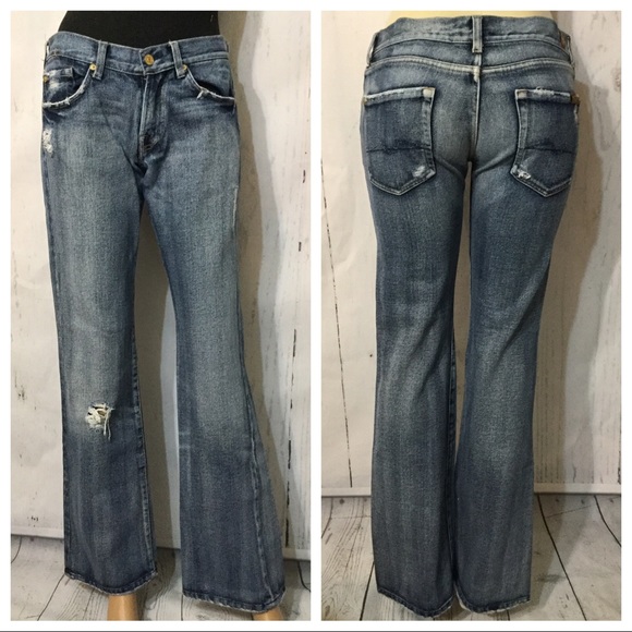 7 For All Mankind Flare Leg Distressed Sz 29 - Picture 3 of 6